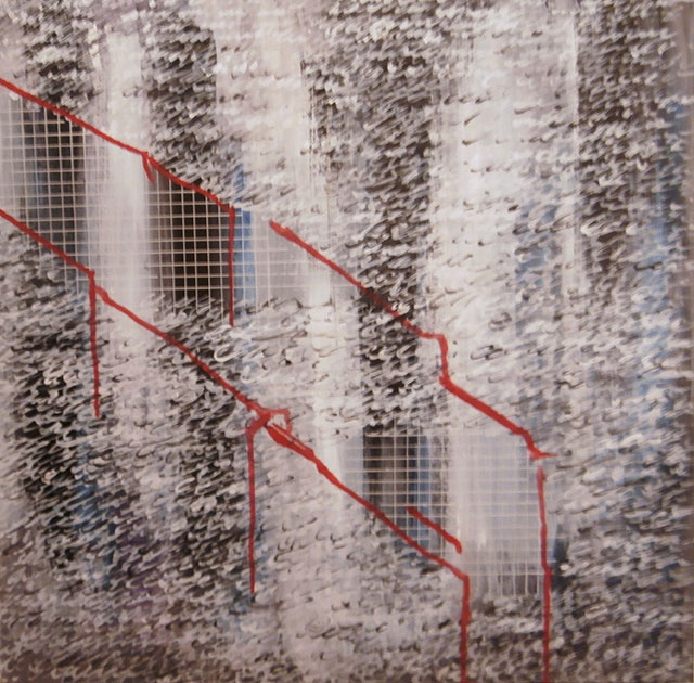 'Calligrammi dionisiaci, sismogramma DDA', acrylic and tempera on paper and acetate 60x60cm, 1985