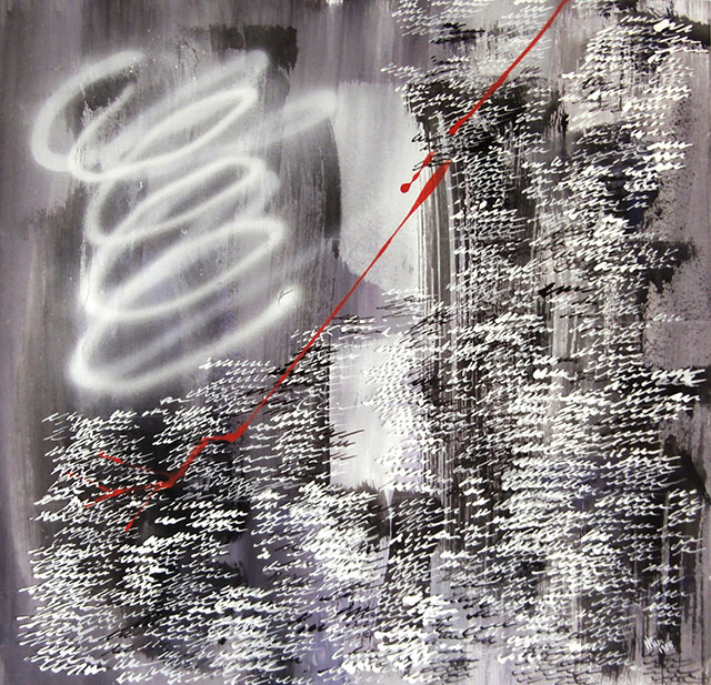 'Calligrammi BBA', mixed media on paper and plexiglass40x40cm, 1985