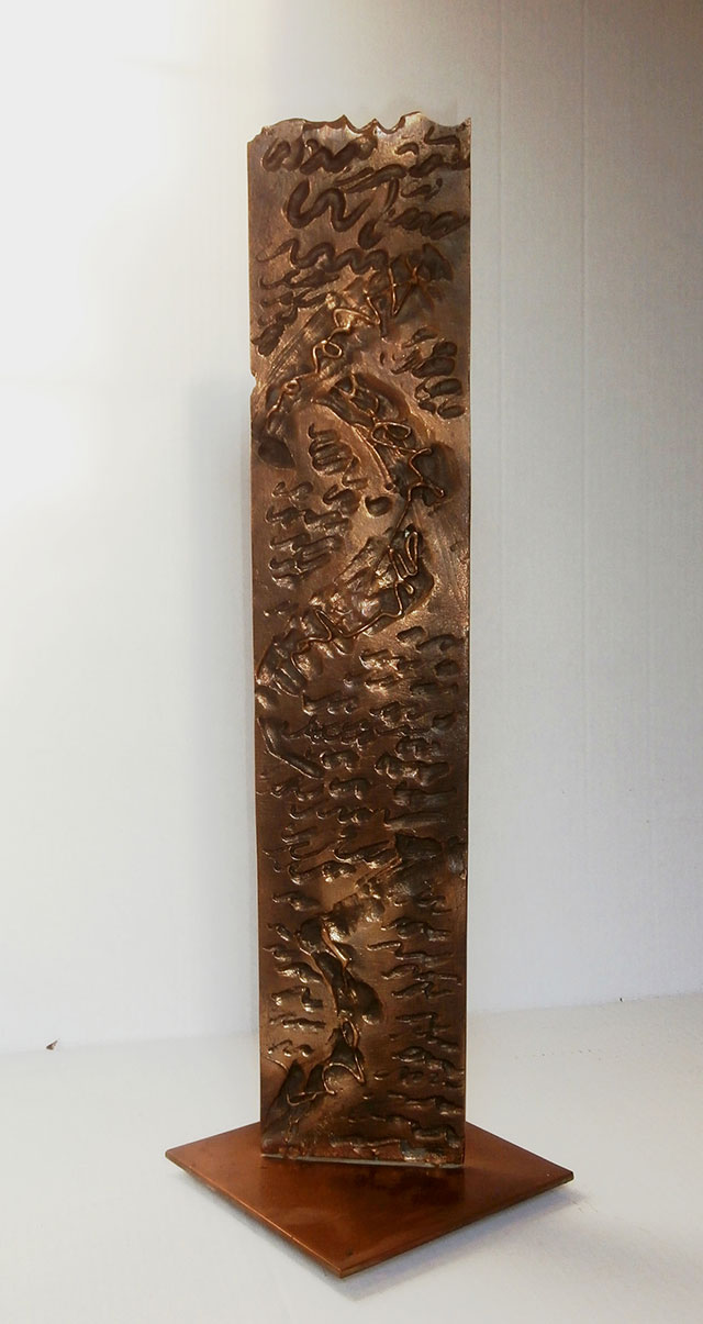 Stele bronzo,
80x12,5 cm,
1992