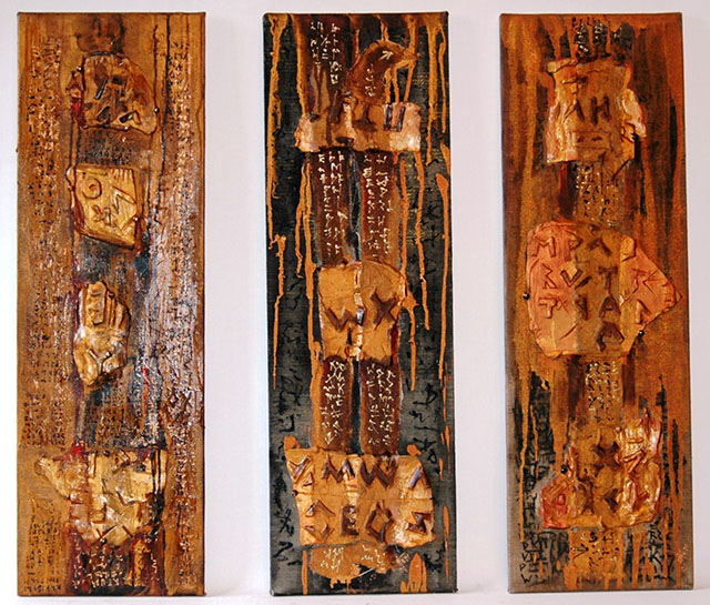 Trittico sudario,
Scritture,
80x26 cm,
2004